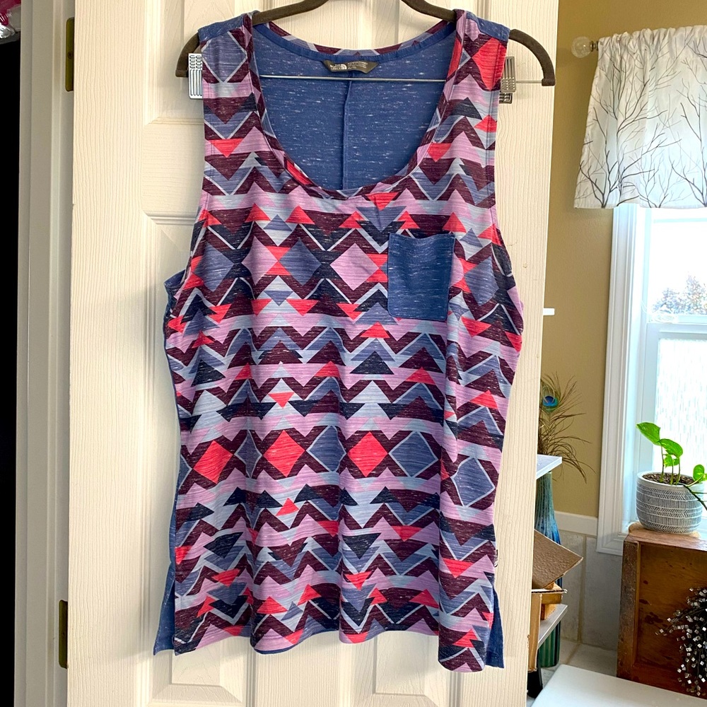 North Face pink and blue racer back tank top XL